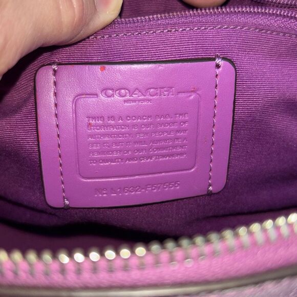 Coach mini sierra satchel purse/bag purple crossgrain leather + wallet F57555 - Picture 9 of 12